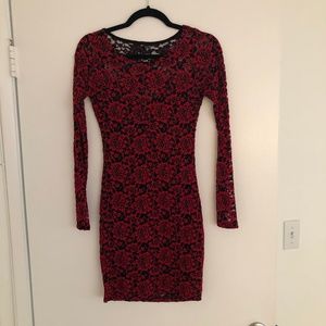 Windsor Red/Black Lace Bodycon Dress